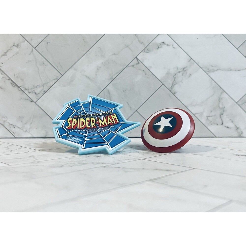Vintage Marvel Comics Set Of 2 Captain America And Spider Man Novelty Hero Rings